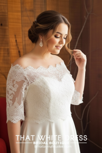 214LLWL01 Pure Plus Sweet Heart Silk Satin A line off shoulder bolero Plus Size Bride Malaysia Dress Rental, Simple wedding dress malaysia, ROM wedding gown Kuala Lumpur