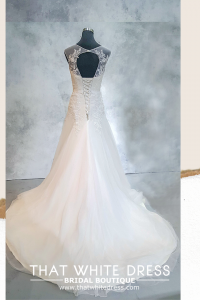 214UCW03 Jennifer illusion boat neck floral sequin A line ROM wedding dress rental Malaysia, Satin Wedding Dress Rental Kuala Lumpur
