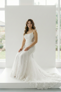 219AG01W04 Claudia Spaghetti straps trumpet floral lace Plus Size Bridal Gown Custom Make Malaysia, Gaun Kahwin Malaysia sewa