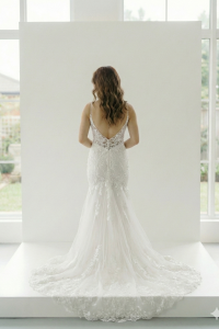 219AG01W04 Claudia Spaghetti straps trumpet floral lace Plus Size Bridal Gown Custom Make Malaysia, Gaun Kahwin Malaysia sewa