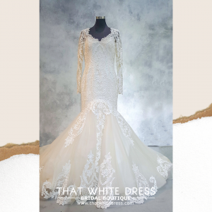 219BY12WL01 Nadia_ Aleena Sweet Heart Baroque lace Mermaid Romantic wedding dress Malaysia, Church Wedding Malaysia, Long Sleeves Bridal Dress Malaysia Rental