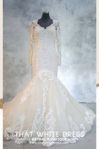 219BY12WL01 Nadia_ Aleena Sweet Heart Baroque lace Mermaid Romantic wedding dress Malaysia, Church Wedding Malaysia, Long Sleeves Bridal Dress Malaysia Rental