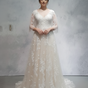 219ML01WL02 Vila Plus Flutter Sleeves Floral A line Model Gaun Pengantin Kuala Lumpur Sewa, Petite Bride Dress Rental Malaysia