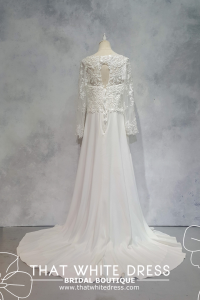 219ML01WL03 Lena Plus LS Crepe Thigh Split Plus size Bride Event Reception Dinner Dress rental Malaysia