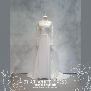 219ML01WL03 Lena Plus LS Crepe Thigh Split Plus size Bride Event Reception Dinner Dress rental Malaysia