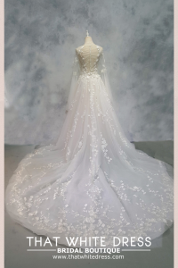 2210AG03W01 Queen Anne LS Illusion Queen Anne Princess  Malaysia Wedding Bridal Dress Designer Rental