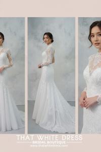 2210EL05W04 Patricia High collar baroque mermaid  Pengantin Muslimah Melayu Gaun sewa