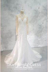 2210EL05W04 Patricia High collar baroque mermaid  Pengantin Muslimah Melayu Gaun sewa