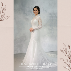 2210EL05W04 Patricia High collar baroque mermaid AI Pengantin Muslimah Melayu Gaun sewa