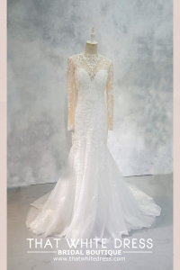 2210EL05W04 Patricia High collar baroque mermaidLong Sleeves Wedding Dress Rental Malaysia, Pengantin Muslimah Malaysia, Muslim Bride Malaysia, Church wedding dress long Sleeves Malaysia high neck