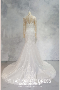 2210EL05W04 Patricia High collar baroque mermaidLong Sleeves Wedding Dress Rental Malaysia, Pengantin Muslimah Malaysia, Muslim Bride Malaysia, Church wedding dress long Sleeves Malaysia high neck