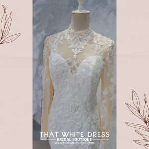 2210EL05W04 Patricia High collar baroque mermaidLong Sleeves Wedding Dress Rental Malaysia, Pengantin Muslimah Malaysia, Muslim Bride Malaysia, Church wedding dress long Sleeves Malaysia high neck