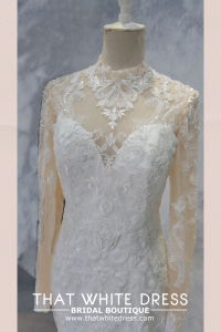 2210EL05W04 Patricia High collar baroque mermaidLong Sleeves Wedding Dress Rental Malaysia, Pengantin Muslimah Malaysia, Muslim Bride Malaysia, Church wedding dress long Sleeves Malaysia high neck