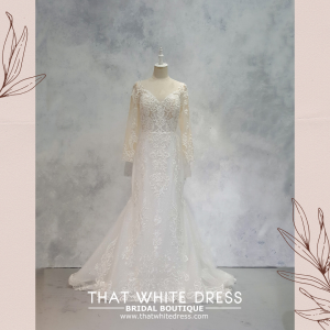 2210EL05WL02 Beatrice PLUS LS V neck trumpet baroque lace Pengantin Saiz Besar Malaysia