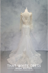 2210EL05WL02 Beatrice PLUS LS V neck trumpet baroque lace Pengantin Saiz Besar Malaysia