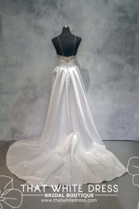 222EL03W01 Ava Sweet Heart Duchess Satin Thigh Split spaghetti strap, Mermaid wedding dress,Church Bride Malaysia, Bridal Dress rental Petaling Jaya, Wedding Gown Designer Malaysia