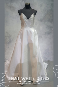 222EL03W01 Ava Sweet Heart Duchess Satin Thigh Split spaghetti strap, Mermaid wedding dress,Church Bride Malaysia, Bridal Dress rental Petaling Jaya, Wedding Gown Designer Malaysia