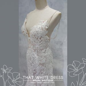 224ML03W01 Aurora Spag straps bohemian full lace  wedding gown near me Petaling Jaya Malaysia