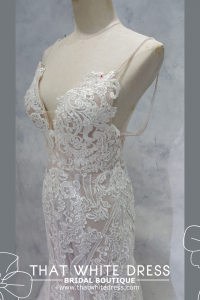 224ML03W01 Aurora Spag straps bohemian full lace  wedding gown near me Petaling Jaya Malaysia