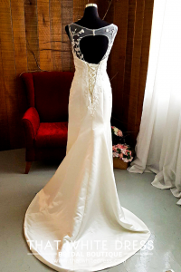 405W004 CS Lace sleeves strap Duchesses Mermaid Trumpet (8)Satin Rental Evening dress