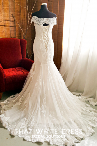 412W05 MM off shoulder trumpet alencon Church Wedding Dress Malaysia