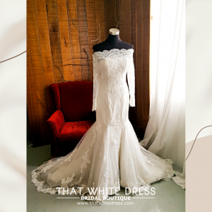 412W05 MM off shoulder trumpet alencon long sleeves Church Wedding Dress Malaysia