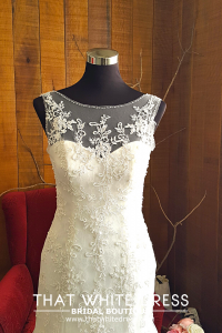 412W10 XJ Strap illusion neckline trumpet Wedding Dress rental Kuala Lumpur