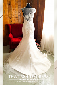 412W20 LL illusion back symmetrical lace Church Wedding Dress Malaysia