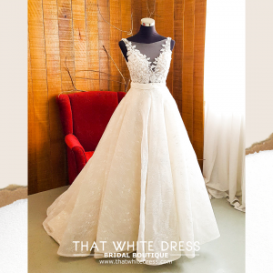 608LL04 LL Soie Low V neck illusion Silk Satin detachable skirt (2) Bride Wedding Event Reception Dinner Dress rental Malaysia
