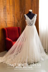 608LL09 LL Raychelle Strap ilusion bodice lace overlay Bridal Gown Signature Designer Custom make rental Kuala Lumpur
