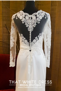 610CCW01 Dantella Long Sleeves Illusion Satin button back Pengantin Muslimah Malaysia