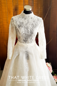 710LLW01skirt LL Nicollette detachable train Long Sleeves Wedding Dress Rental Kuala Lumpur