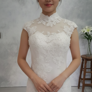 73TYW01 Oriental Collar Trumpet Ivory cheongsam rental Petaling Jaya