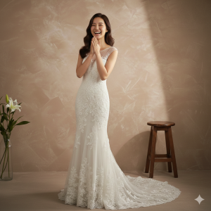 77LLW01 LL Amber Illusion Boat Neckline Trumpet Wedding Dress Rental Kuala Lumpur