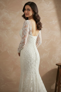 77LLW01 LL Amber Illusion Boat Neckline Trumpet Gaun Pengantin Kuala Lumpur Sewa, Petite Bride Dress Rental Malaysia