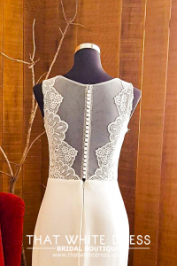 812BY02W04 Varyssa V neck Illusion back satin sheath Bridal Gown Signature Designer Custom make rental Kuala Lumpur